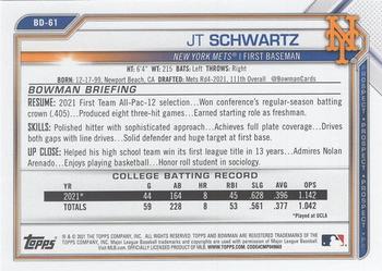 2021 Bowman Draft - Blue #BD-61 JT Schwartz Back