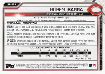 2021 Bowman Draft - Green #BD-189 Ruben Ibarra Back