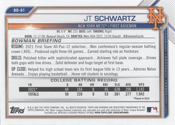 2021 Bowman Draft - Gold #BD-61 JT Schwartz Back