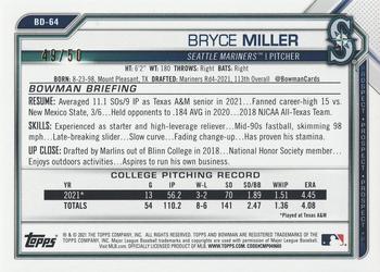 2021 Bowman Draft - Gold #BD-64 Bryce Miller Back