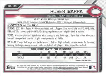 2021 Bowman Draft - Gold #BD-189 Ruben Ibarra Back
