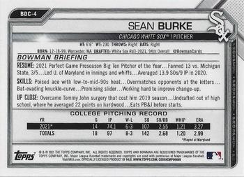 2021 Bowman Draft - Chrome #BDC-4 Sean Burke Back