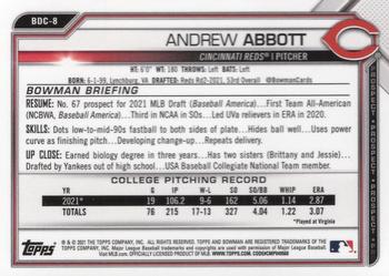 2021 Bowman Draft - Chrome #BDC-8 Andrew Abbott Back