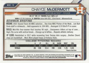2021 Bowman Draft - Chrome #BDC-13 Chayce McDermott Back