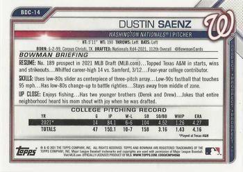 2021 Bowman Draft - Chrome #BDC-14 Dustin Saenz Back