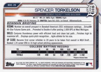 2021 Bowman Draft - Chrome #BDC-20a Spencer Torkelson Back