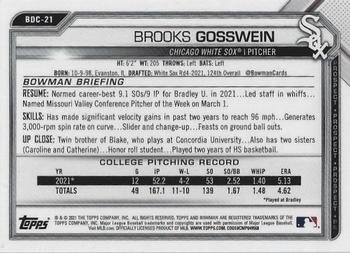 2021 Bowman Draft - Chrome #BDC-21 Brooks Gosswein Back