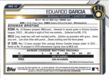 2021 Bowman Draft - Chrome #BDC-22 Eduardo Garcia Back