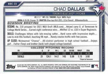 2021 Bowman Draft - Chrome #BDC-23 Chad Dallas Back