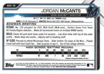 2021 Bowman Draft - Chrome #BDC-26 Jordan McCants Back