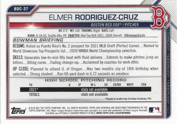 2021 Bowman Draft - Chrome #BDC-37 Elmer Rodriguez-Cruz Back