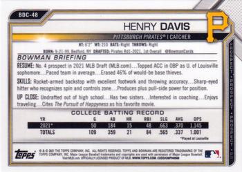 2021 Bowman Draft - Chrome #BDC-48a Henry Davis Back