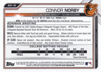2021 Bowman Draft - Chrome #BDC-50 Connor Norby Back
