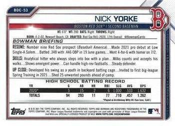 2021 Bowman Draft - Chrome #BDC-53 Nick Yorke Back