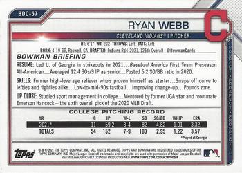 2021 Bowman Draft - Chrome #BDC-57 Ryan Webb Back