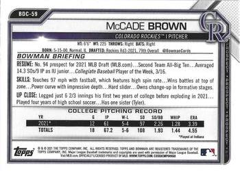 2021 Bowman Draft - Chrome #BDC-59 McCade Brown Back