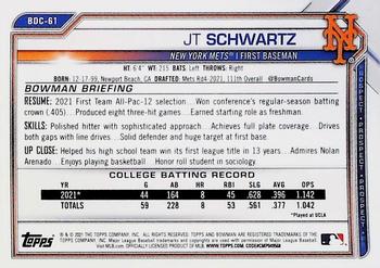2021 Bowman Draft - Chrome #BDC-61 JT Schwartz Back