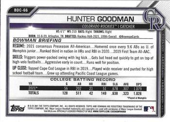 2021 Bowman Draft - Chrome #BDC-66 Hunter Goodman Back