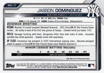 2021 Bowman Draft - Chrome #BDC-77a Jasson Dominguez Back