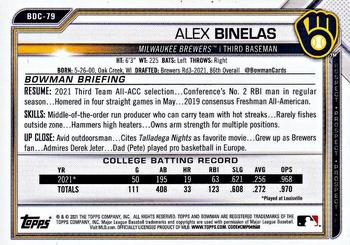 2021 Bowman Draft - Chrome #BDC-79 Alex Binelas Back