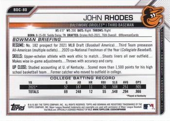 2021 Bowman Draft - Chrome #BDC-80 John Rhodes Back