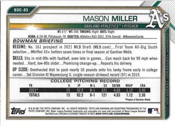 2021 Bowman Draft - Chrome #BDC-85 Mason Miller Back