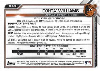 2021 Bowman Draft - Chrome #BDC-90 Donta' Williams Back