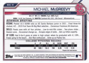 2021 Bowman Draft - Chrome #BDC-91 Michael McGreevy Back