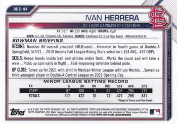 2021 Bowman Draft - Chrome #BDC-94 Ivan Herrera Back