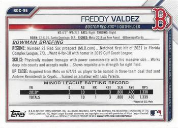2021 Bowman Draft - Chrome #BDC-96 Freddy Valdez Back