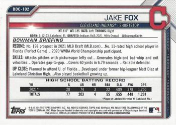2021 Bowman Draft - Chrome #BDC-102 Jake Fox Back