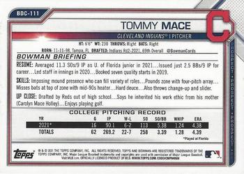 2021 Bowman Draft - Chrome #BDC-111 Tommy Mace Back