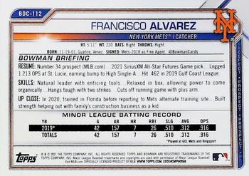 2021 Bowman Draft - Chrome #BDC-112 Francisco Alvarez Back