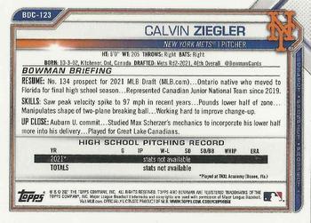 2021 Bowman Draft - Chrome #BDC-123 Calvin Ziegler Back