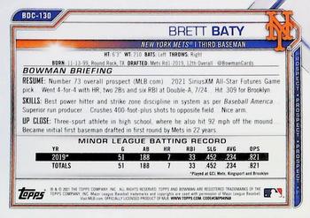 2021 Bowman Draft - Chrome #BDC-130 Brett Baty Back