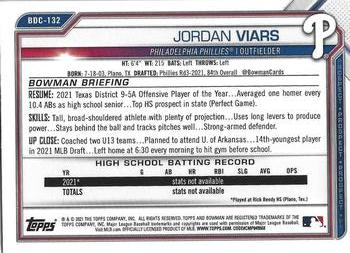 2021 Bowman Draft - Chrome #BDC-132 Jordan Viars Back