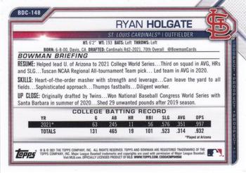 2021 Bowman Draft - Chrome #BDC-148 Ryan Holgate Back