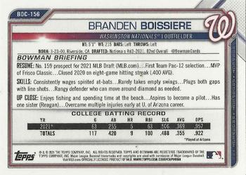 2021 Bowman Draft - Chrome #BDC-156 Branden Boissiere Back