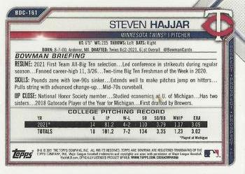2021 Bowman Draft - Chrome #BDC-161 Steven Hajjar Back