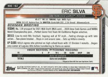 2021 Bowman Draft - Chrome #BDC-162 Eric Silva Back