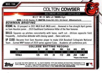 2021 Bowman Draft - Chrome #BDC-166a Colton Cowser Back