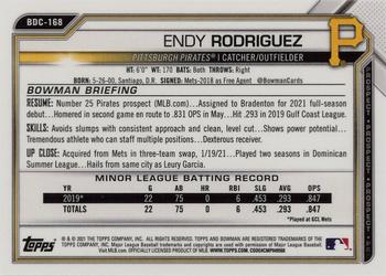2021 Bowman Draft - Chrome #BDC-168 Endy Rodriguez Back