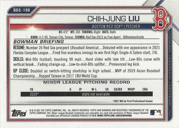 2021 Bowman Draft - Chrome #BDC-190 Chih-Jung Liu Back