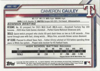 2021 Bowman Draft - Chrome #BDC-192 Cameron Cauley Back