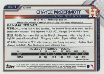 2021 Bowman Draft - Chrome Refractor #BDC-13 Chayce McDermott Back
