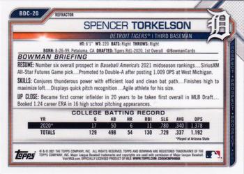 2021 Bowman Draft - Chrome Refractor #BDC-20 Spencer Torkelson Back