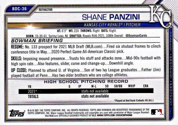 2021 Bowman Draft - Chrome Refractor #BDC-36 Shane Panzini Back