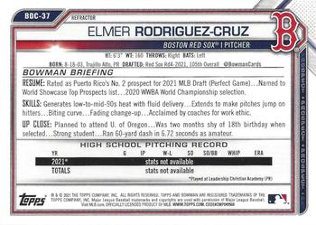 2021 Bowman Draft - Chrome Refractor #BDC-37 Elmer Rodriguez-Cruz Back