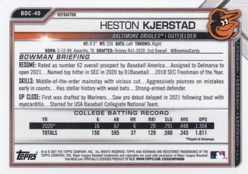 2021 Bowman Draft - Chrome Refractor #BDC-40 Heston Kjerstad Back