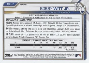 2021 Bowman Draft - Chrome Refractor #BDC-47 Bobby Witt Jr. Back